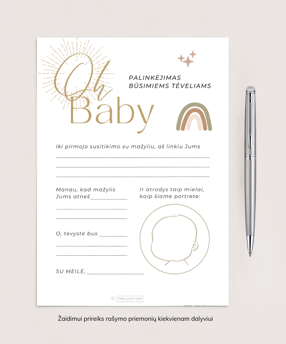 Kūdikio sutiktuvių žaidimų rinkinys "OH BABY", PDF, 4 vnt.