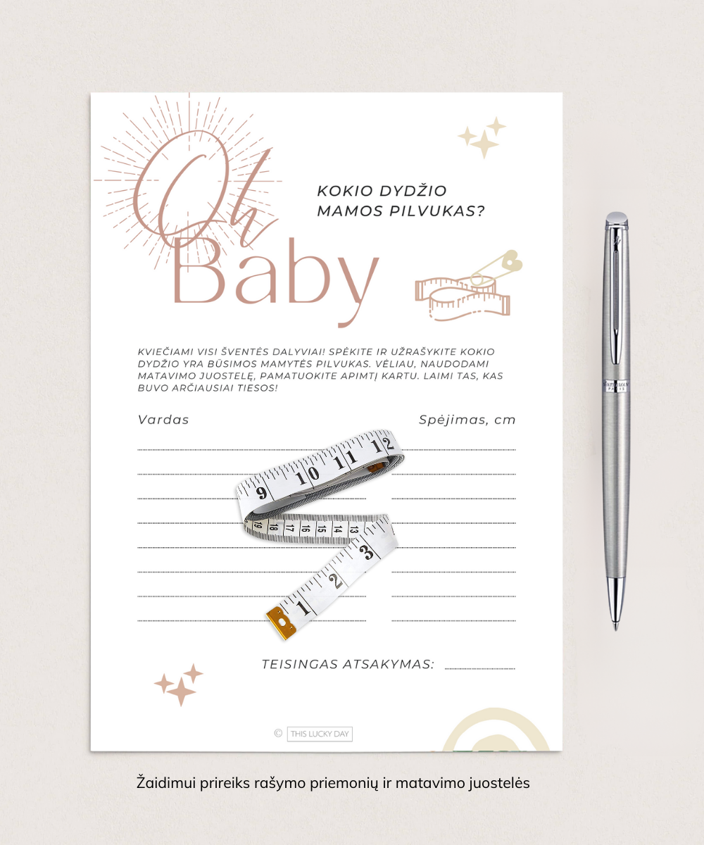 Kūdikio sutiktuvių žaidimų rinkinys "OH BABY", PDF, 4 vnt.