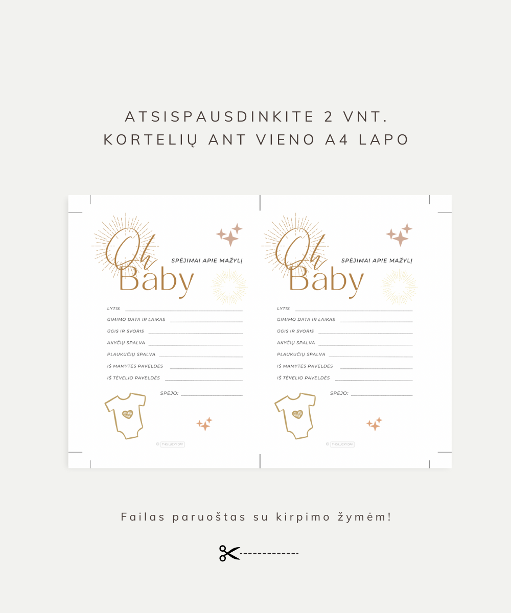 Kūdikio sutiktuvių žaidimų rinkinys "OH BABY", PDF, 4 vnt.