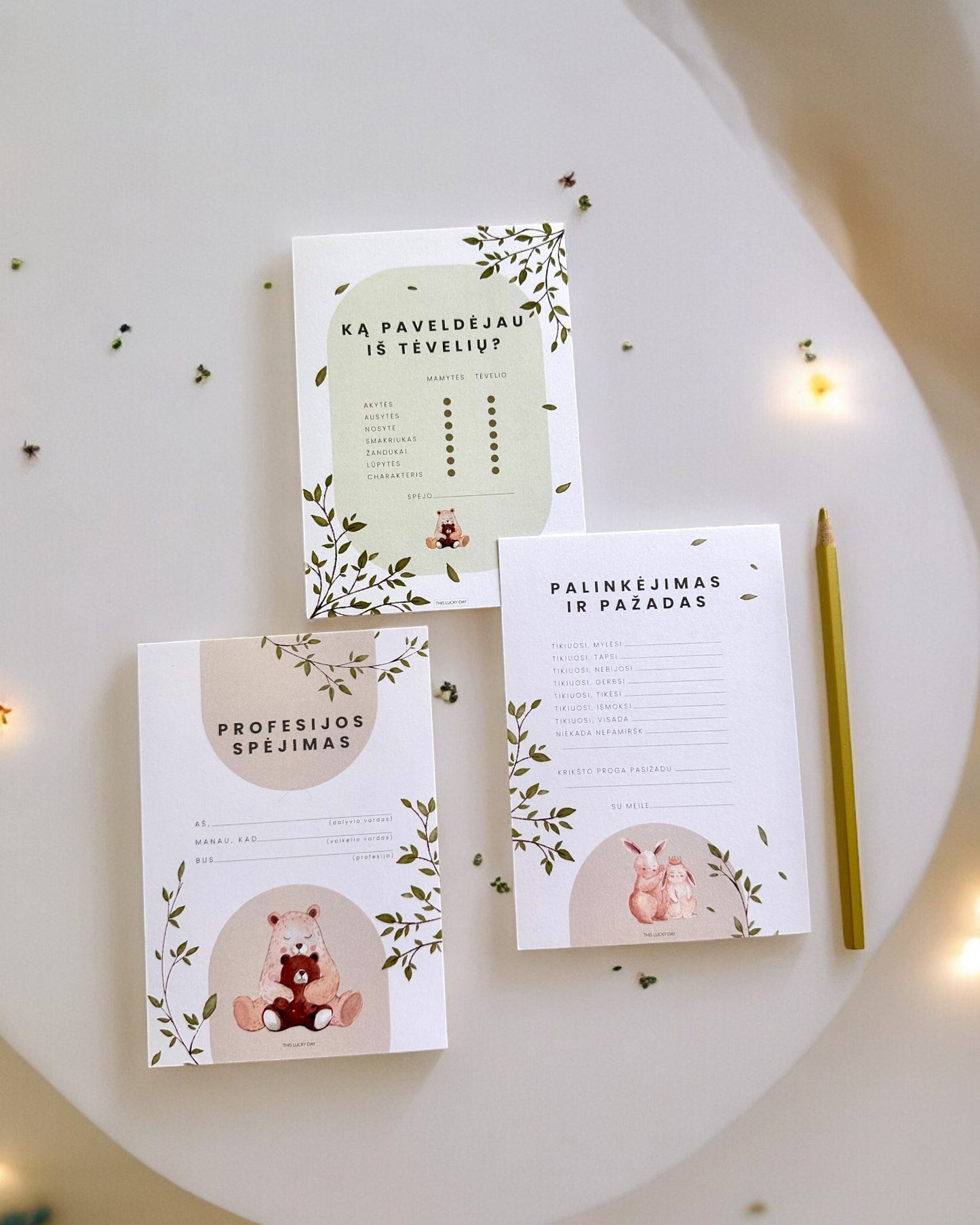 3 žaidimų rinkinys krikštynoms BEAR & BUNNY