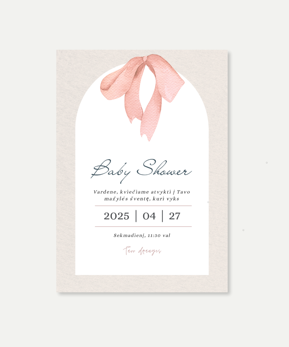 Kvietimas į Baby Shower šventę BABY GIRL