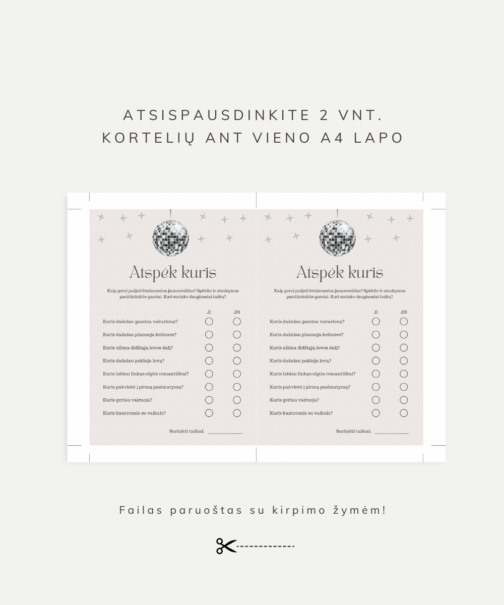 3 žaidimų rinkinys mergvakariui LAST DISCO (PDF)