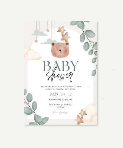 Kvietimas į Baby Shower šventę BABY BEAR