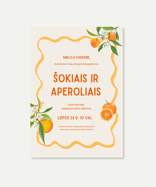 PDF kvietimas į mergvakarį "ŠOKIAI IR APEROLIAI"