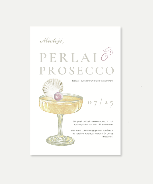 PDF kvietimas į mergvakarį "PERLAI IR PROSECCO"