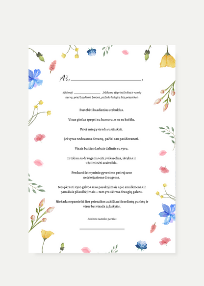 Mergvakario priesaika "FLORAL" šilkiniame popieriuje