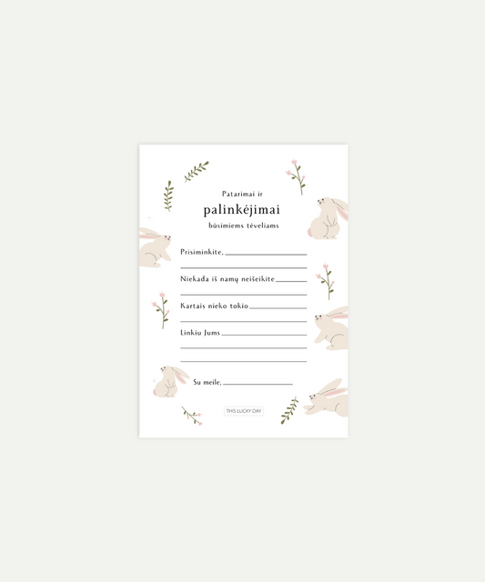 Kūdikio sutiktuvių patarimų ir palinkėjimų kortelės (PDF)