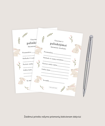 Kūdikio sutiktuvių patarimų ir palinkėjimų kortelės (PDF)