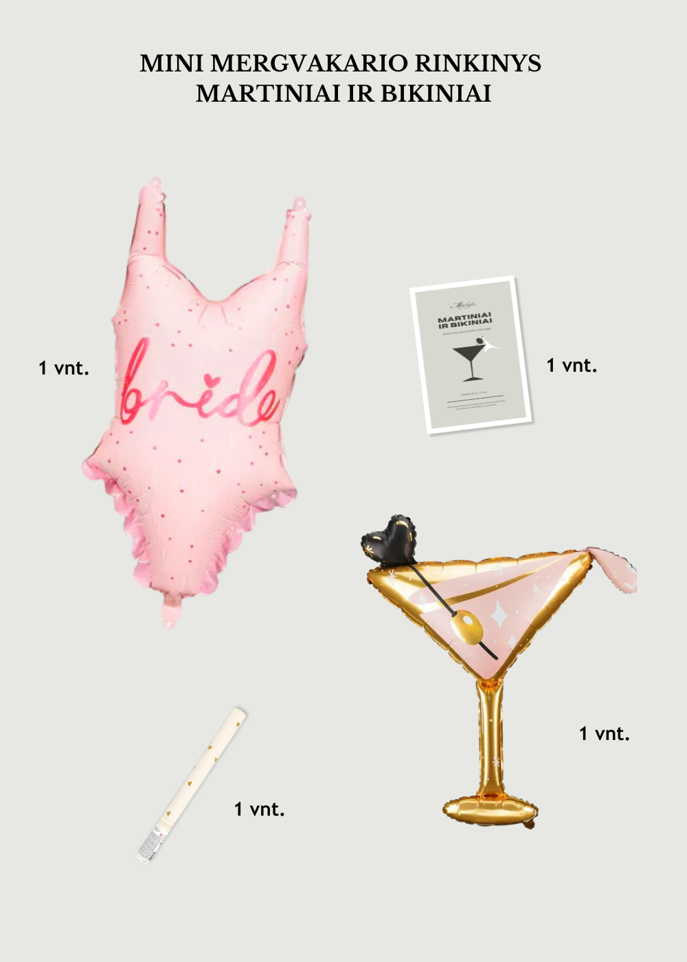 Pakvietimo į mergvakarį rinkinys "Martiniai ir bikiniai"